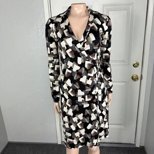Diane Von Furstenberg Women's Dress 0 Wrap Silk Party Designer L/S Stretch G4-29